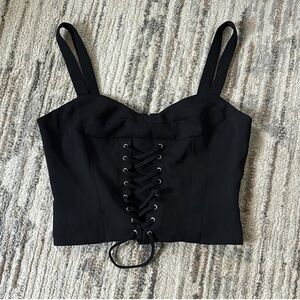 Black Lace-Up Corset Top